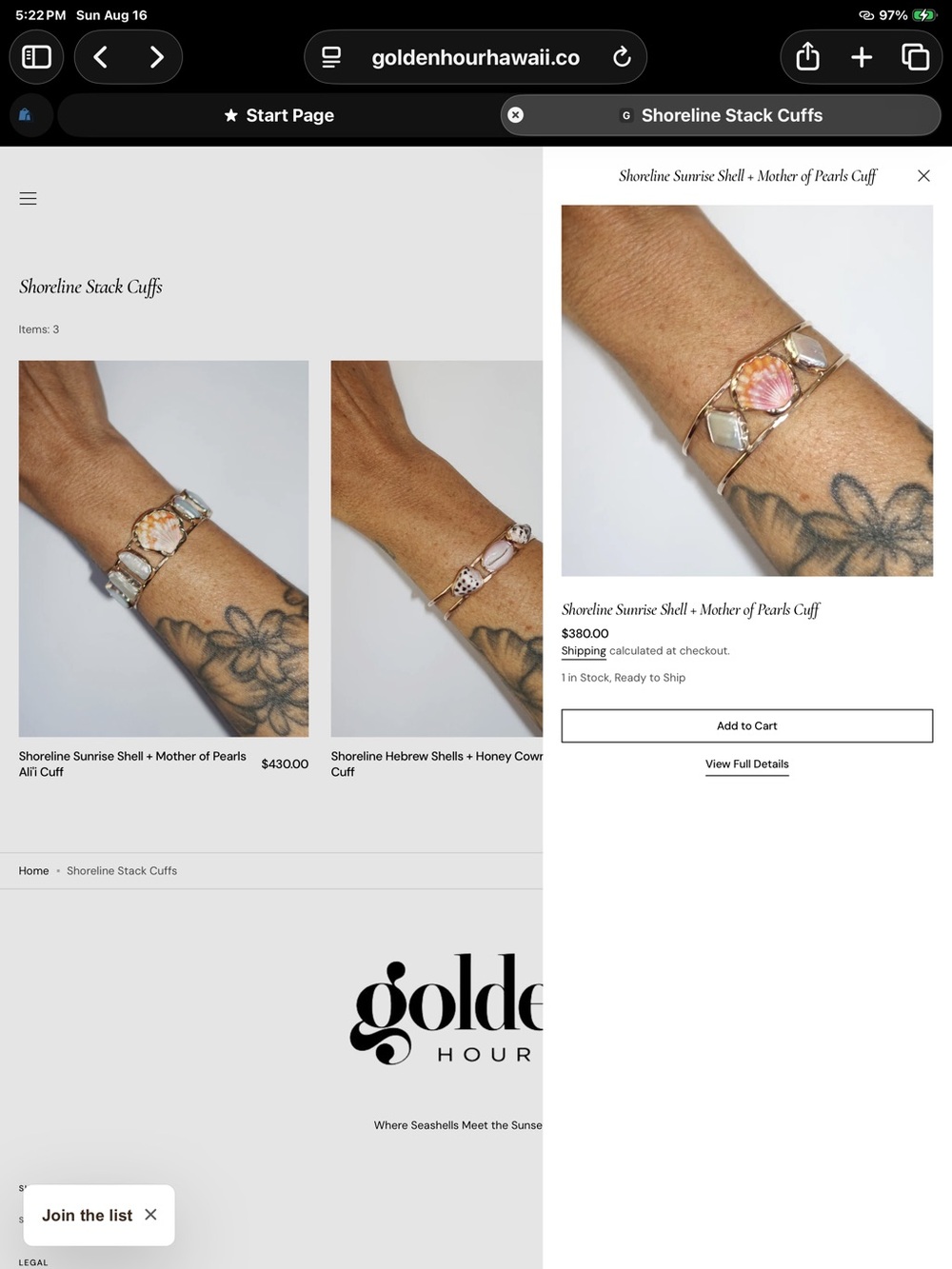 GOLDEN HOUR HAWAII (Hard to Find Sell Out Bracelet Hand Made) - Picture 2 of 4